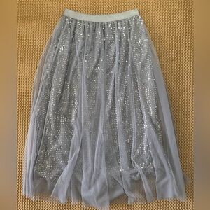 Elegant Silver Sequin Skirt